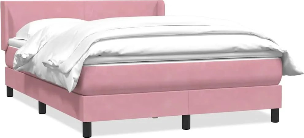 vidaXL Pat box spring cu saltea, roz, 160x220 cm, catifea
