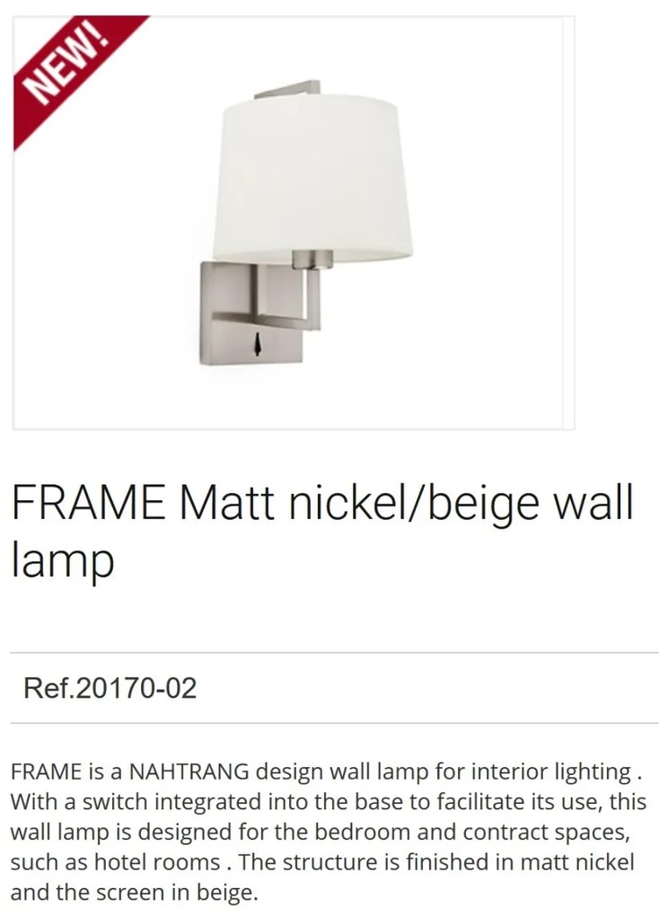 Aplica de perete eleganta design clasic FRAME nickel/bej