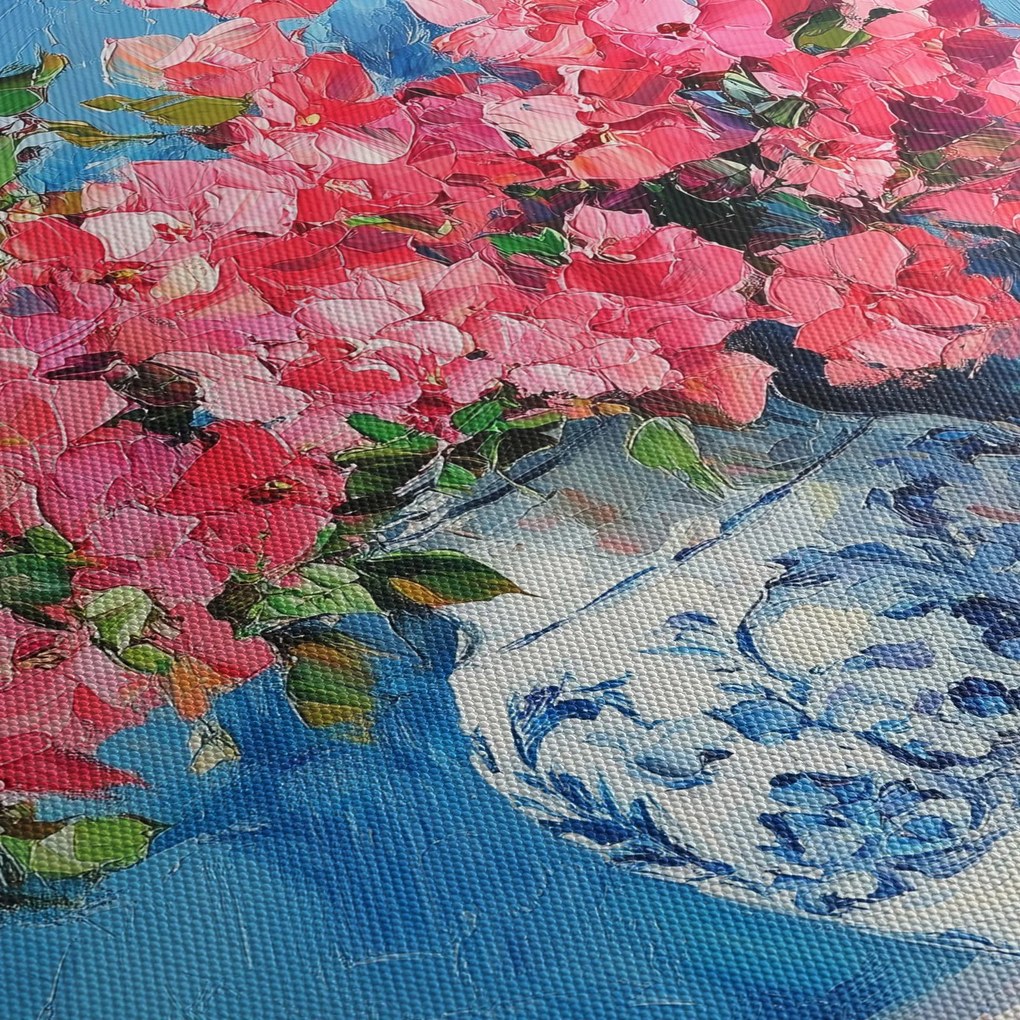 Tablou - Vază cu flori roz (90x60 cm)