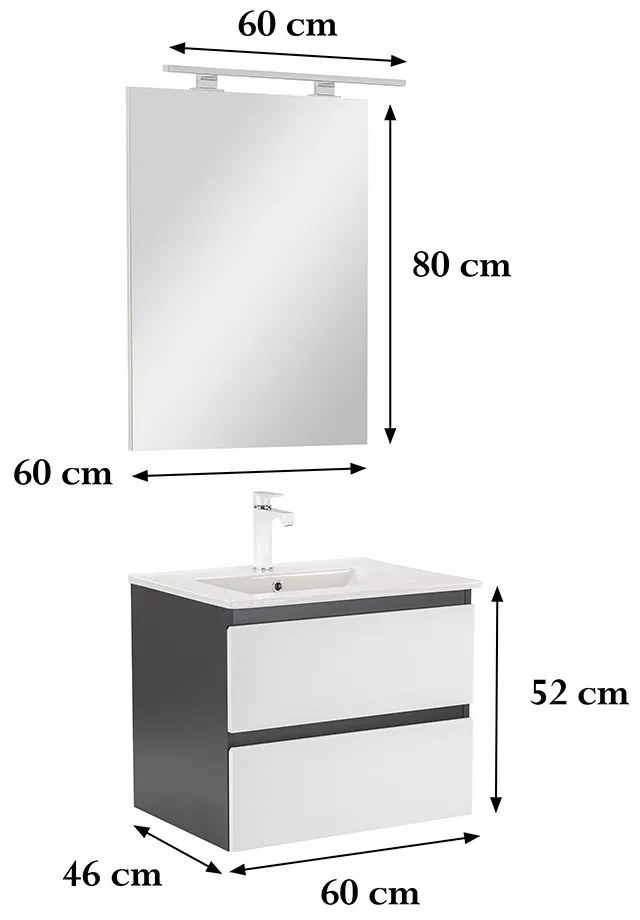 Mobilier complet de baie Vario Forte 60 antracit-alb