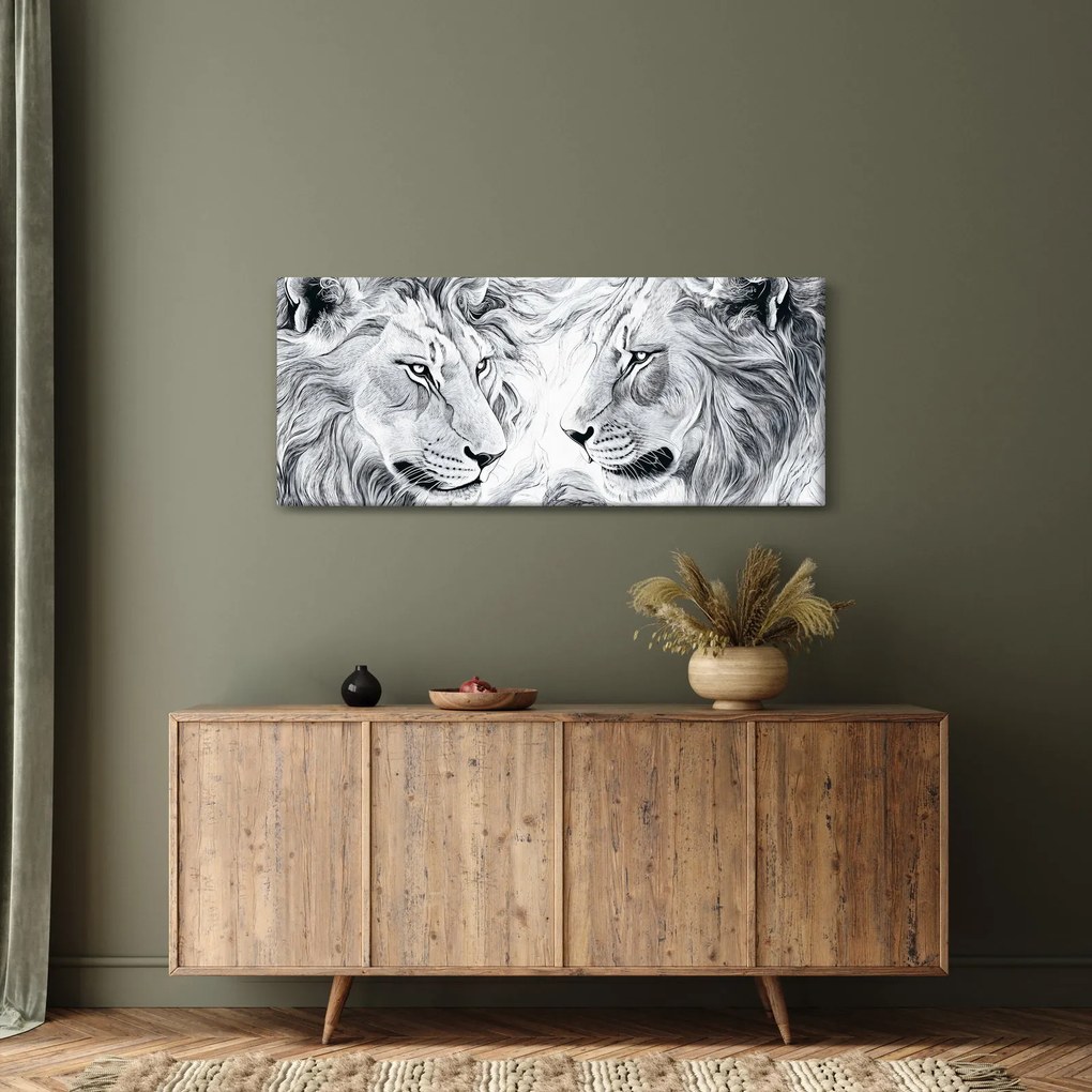Tablou - Capete de lei desenate (120x50 cm)