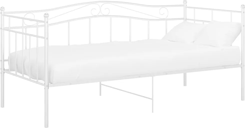 vidaXL Cadru pat canapea, alb, 90x200 cm, metal