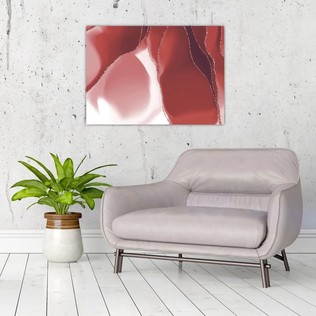 Tablou pe sticlă - Floare abstractă roșie N⁰3 (70x50 cm)