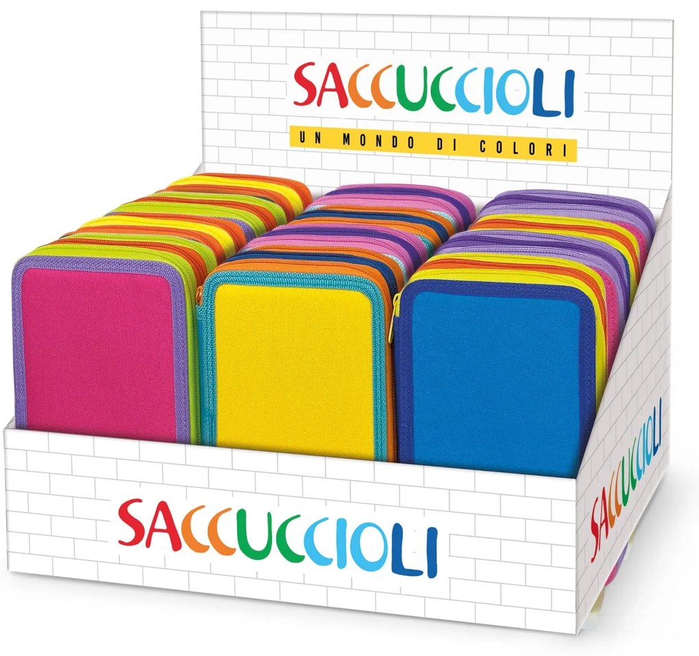 Penar echipat - Color Block Basic cu 3 fermoare (18 markere si 18 creioane colorate) - 13 x 20 x 6.5 cm (12buc/display)