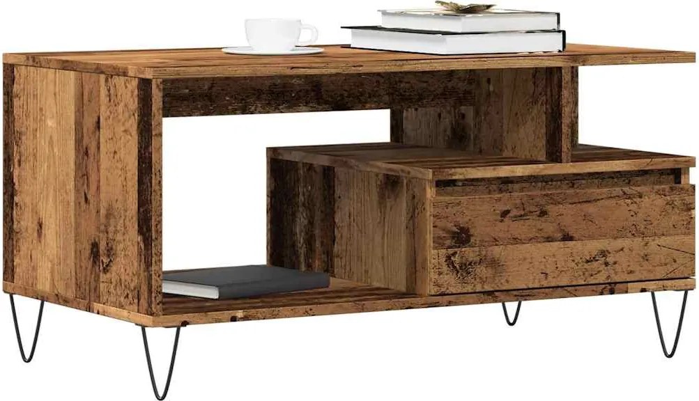 vidaXL Măsuță de cafea, lemn vechi, 90x49x45 cm, lemn prelucrat