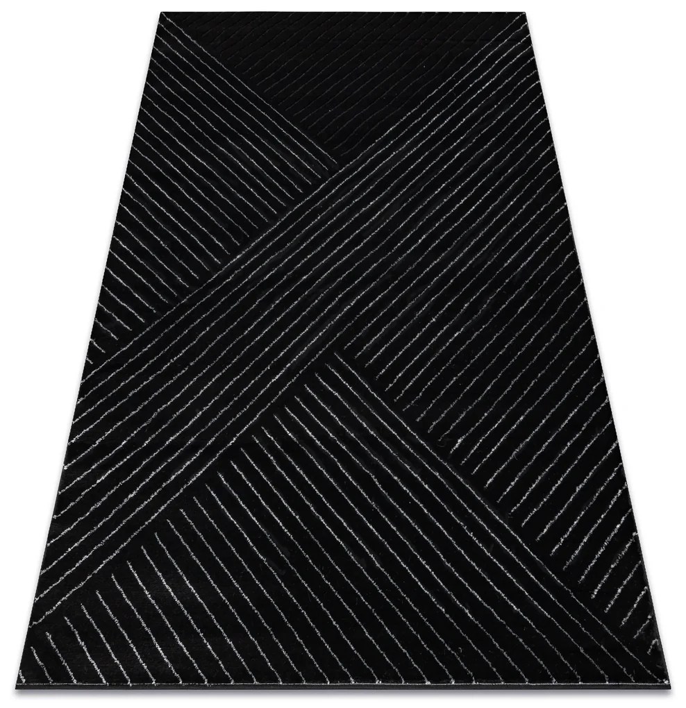 Exclusiv EMERALD covor A0084 glamour, stilat, linii, geometric negru / argint
