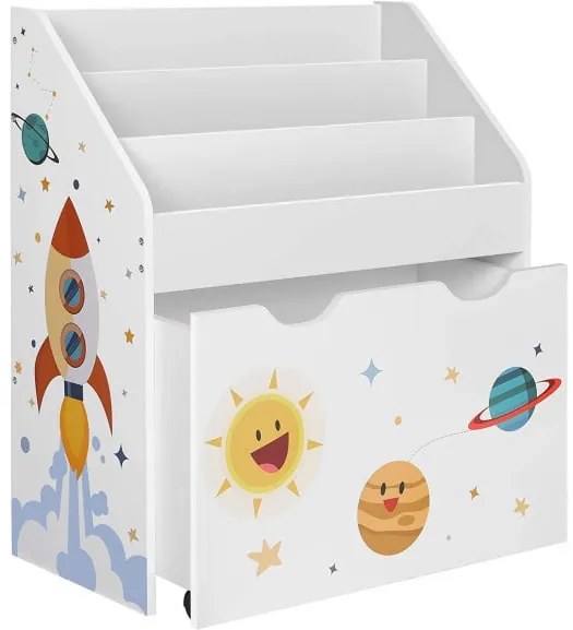 Organizator De Jucarii, Cu 3 Rafturi, Cu Roti, Multifunctional, Alb