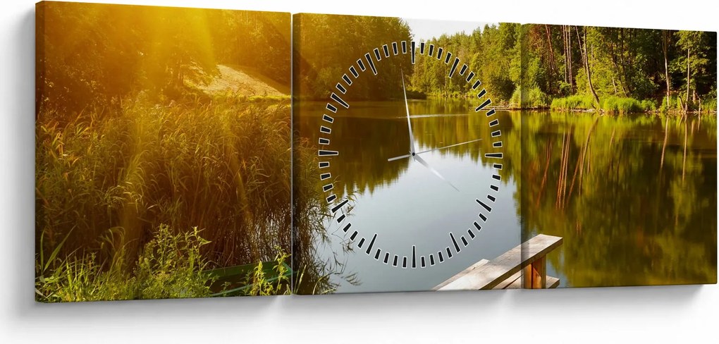 Tablou - Lac la munte (cu ceas) (90x30 cm)