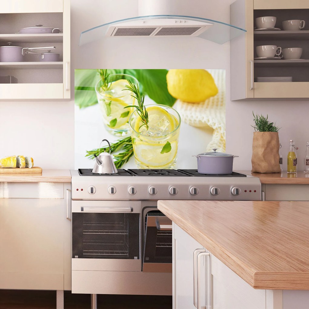 Panou Sticla Bucatarie, 70x100cm, Protectie aragaz, Antistropi, Termorezistent, Alimente, Bauturi, Lemon Rosemary Drink