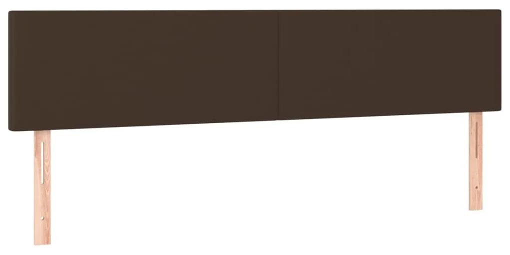 Pat box spring cu saltea, maro, 160x200 cm, piele ecologica Maro, 160 x 200 cm, Design simplu