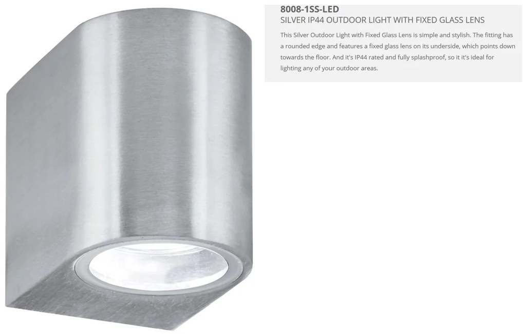 Aplica de perete exterior IP44 Down 8008-1SS-LED SRT