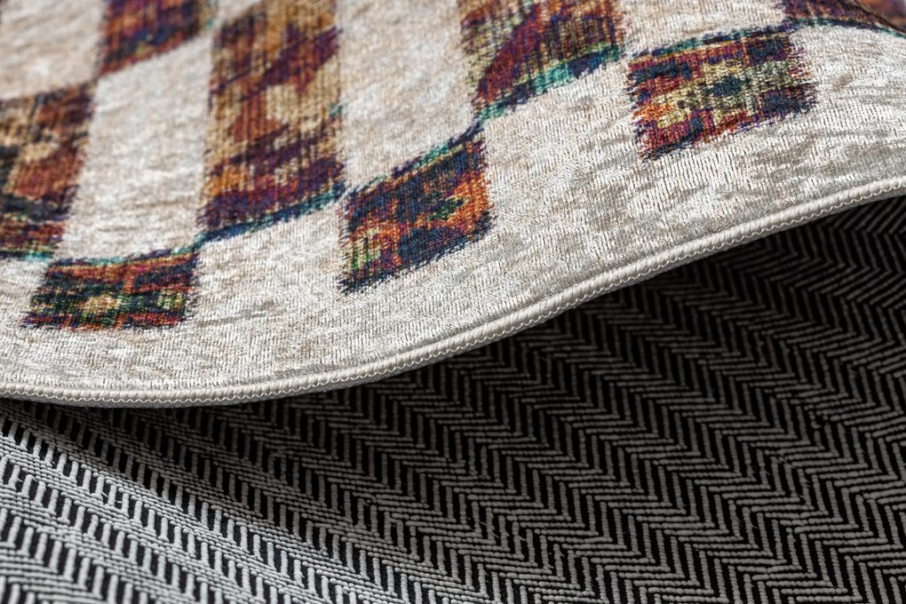 ANDRE 43780 covor lavabil Geometric anti-alunecare - bej / teracotă