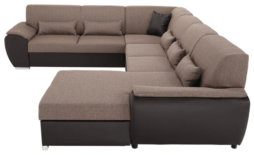 Colţar în formă de U, material textil maro/piele ecologică maro, dreapta, EMILY U