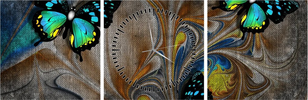 Tablou - Fluturi strălucitori în imagine (cu ceas) (90x30 cm)