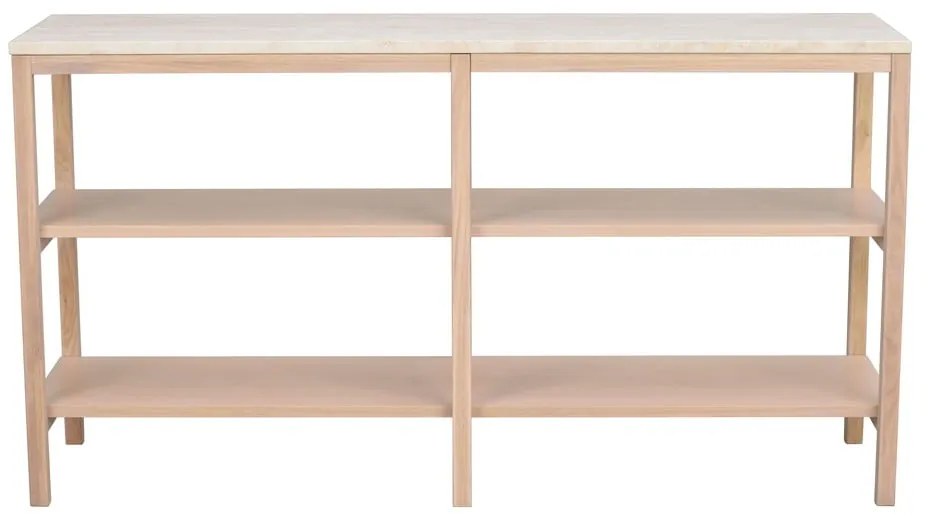 Masă consolă albă/în culoare naturală cu blat din piatră 140x40 cm Orwel - Rowico