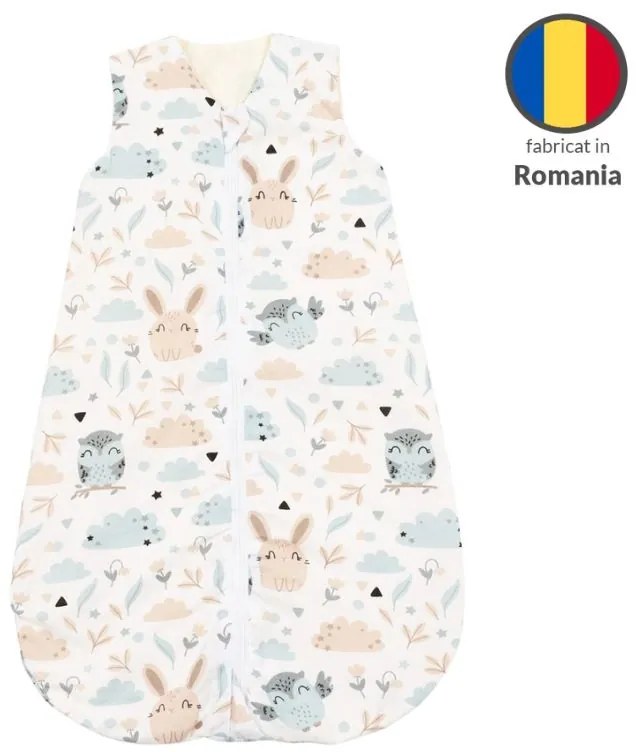 Sac de dormit bebe 0-3 luni Kidizi Forest Friends, 1 tog, bumbac 100%, pentru toamna/iarna