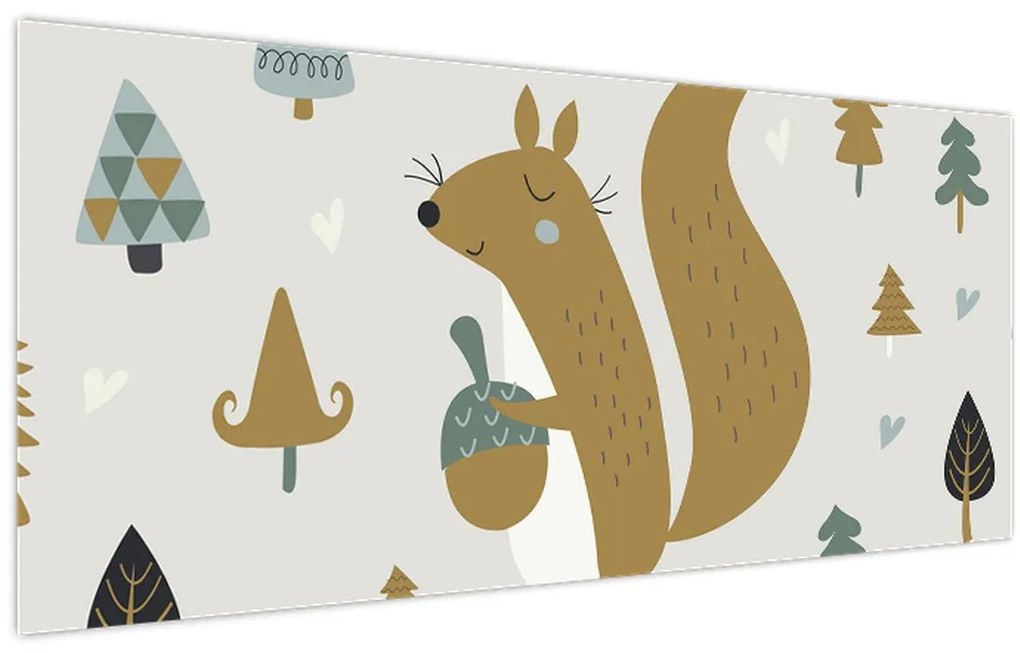 Tablou - Veveriță cu o nucă (120x50 cm)