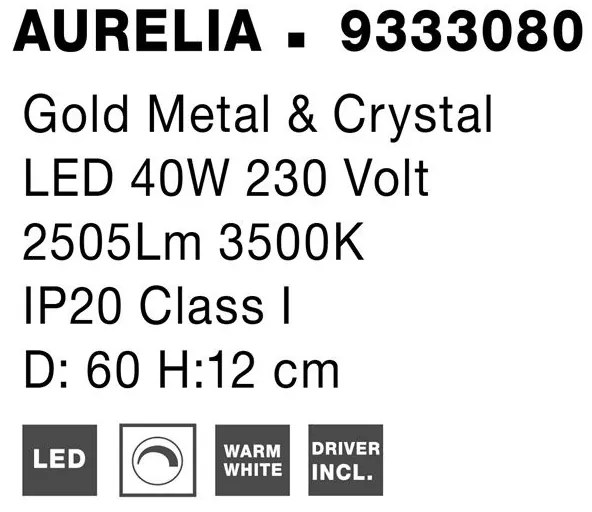 Lustra LED aplicata cristal design elegant AURELIA 40W