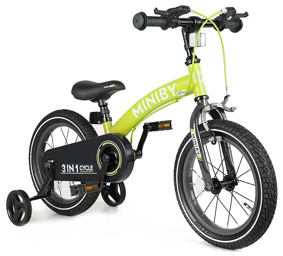 QPlay MINIBY 3în1 bicicletă copii 14" verde