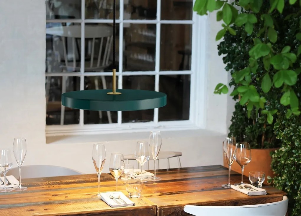 Lustra LED design scandinav Asteria medium - forest green/ auriu