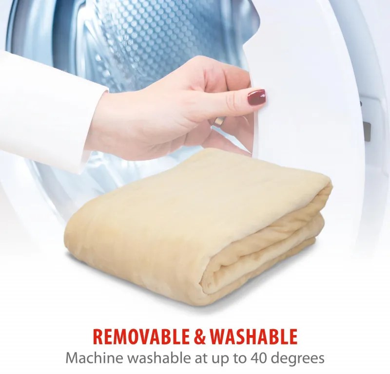 Patura electrica Alpina, 180W, 180x130 cm, Timer, 10 setari de caldura, Telecomanda, Bej