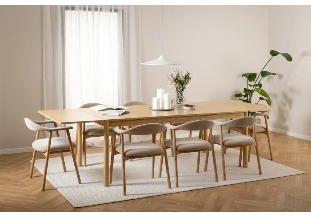 Masă de dining în culoare naturală extensibilă cu aspect de lemn de stejar 100x200 cm Atlantic – Actona