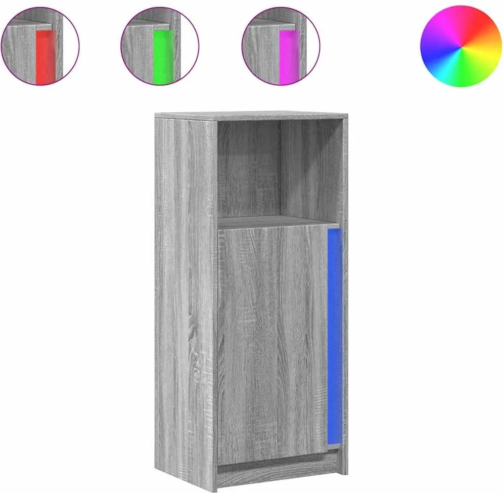 vidaXL Dulap cu LED, gri sonoma, 42,5x34x100 cm, lemn prelucrat