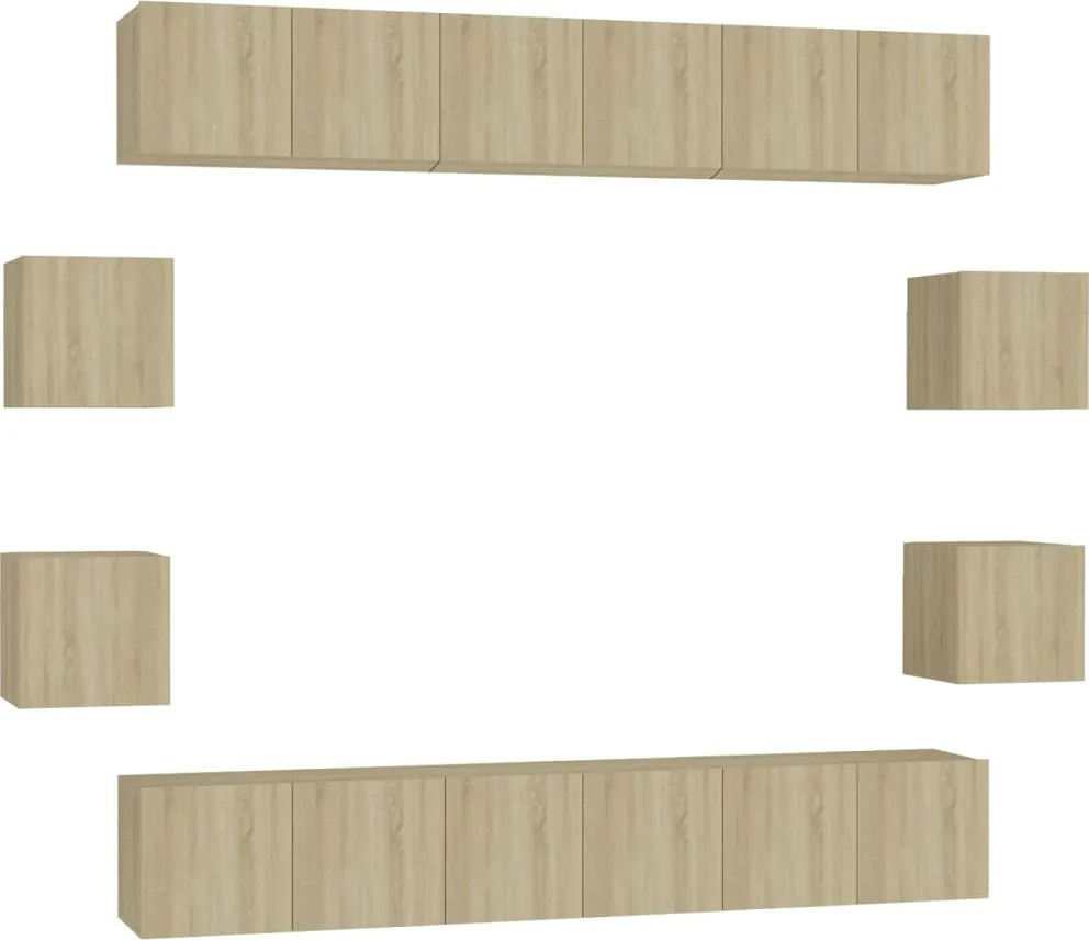 vidaXL Set de dulapuri TV, 10 piese, stejar sonoma, lemn prelucrat