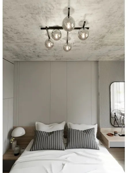 Plafonieră SMART 5xE14/10W/230V negru/gri