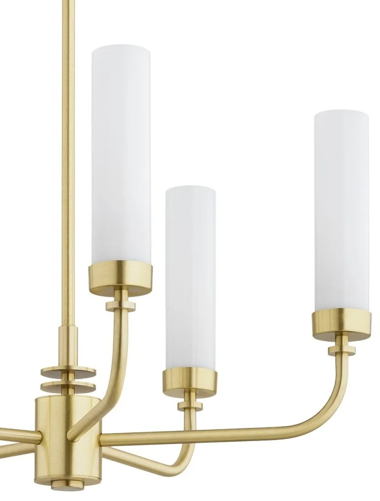 Candelabru 5 brate, alama periata, sticla alb mat PRESTON 2195