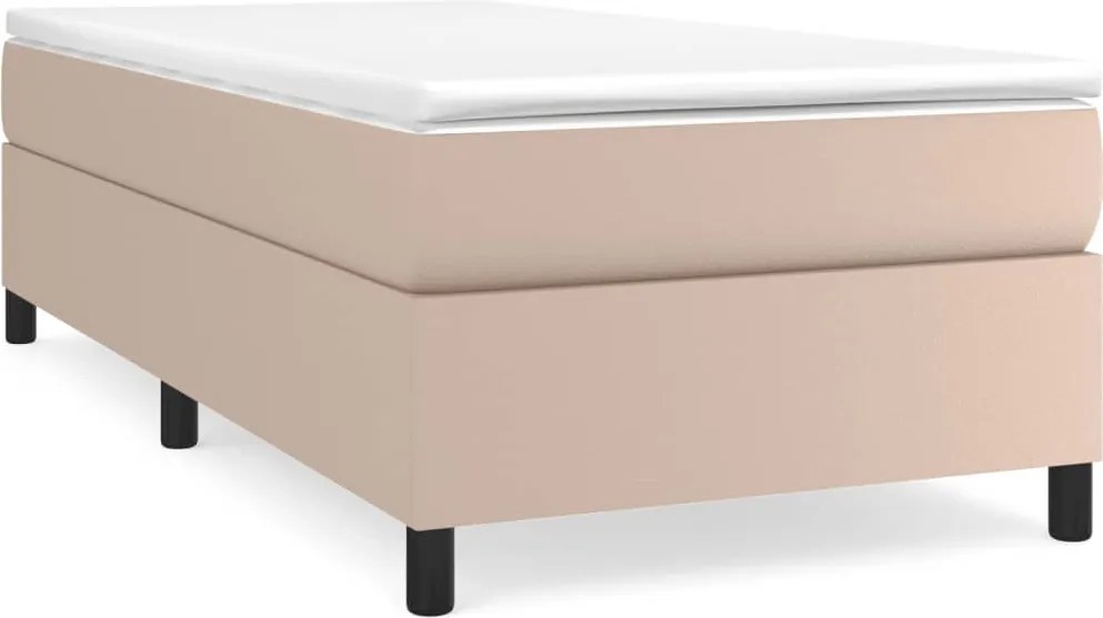 vidaXL Cadru de pat cu arcuri, cappuccino, 90x190 cm, piele ecologică