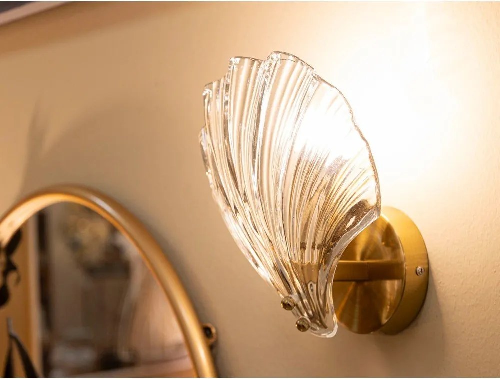 Aplică de perete aurie din sticlă Da Muro Shell – Mauro Ferretti
