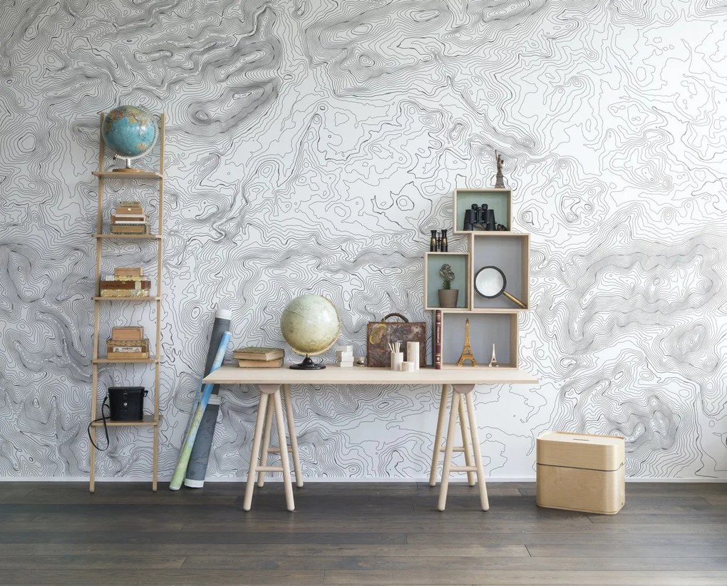Fototapet, Elevation Lines, White, Rebel Walls