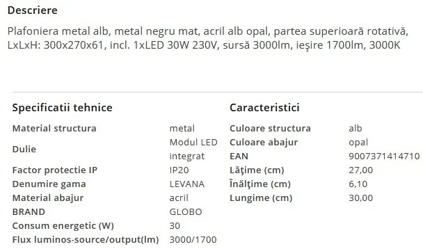 Plafoniera LED moderna LEVANA 30W
