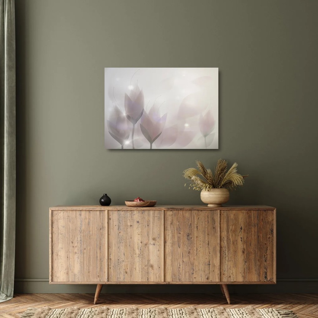 Tablou pe sticlă - Flori de crocus (70x50 cm)