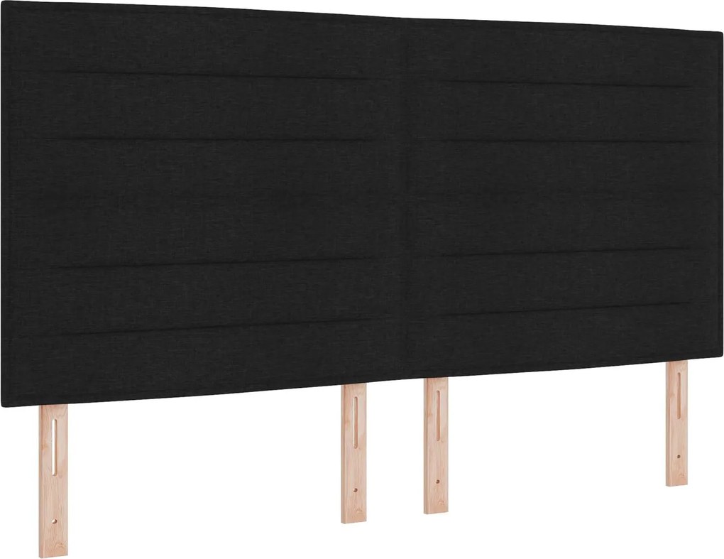 vidaXL Tăblie LED cu benzi LED cu headboard Negru 180 cm țesătură
