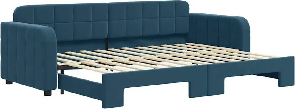 vidaXL Pat de zi cu extensie, albastru, 80x200 cm, catifea