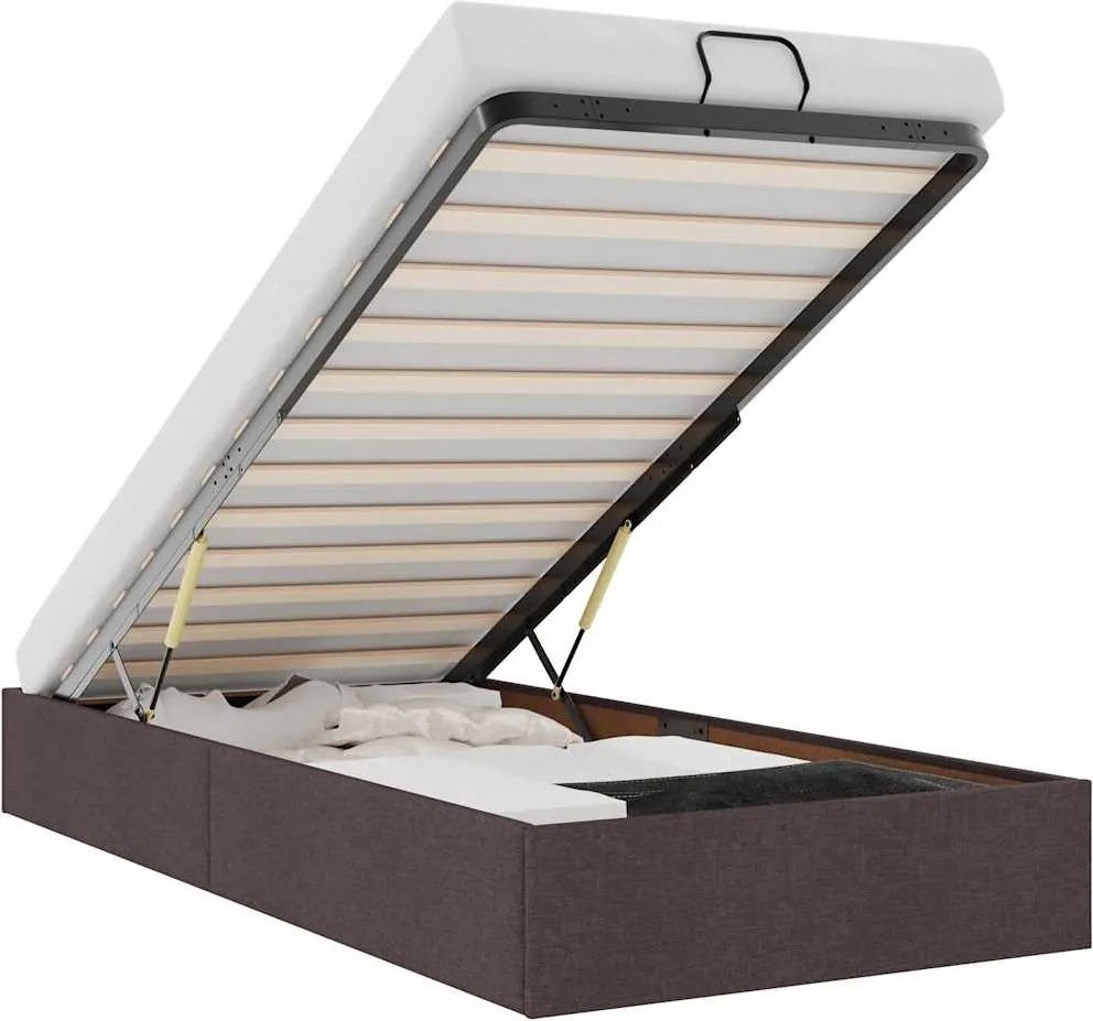 vidaXL Cadru pat otoman fără saltea țesătură maro închis 90x190 cm