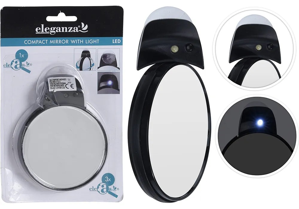 Oglinda dubla machiaj cu LED, o parte 3x, 3 baterii incluse