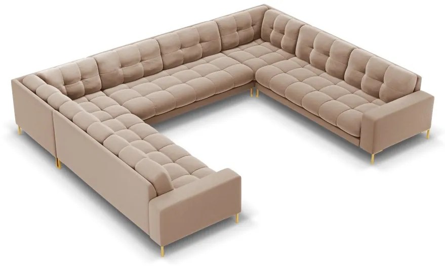 Coltar 9 locuri Bali velvet/picioare gold – L327 x l256 x h75
