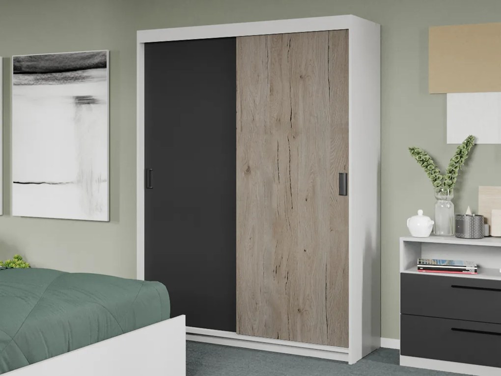 Set mobila dormitor Odin Alb/Antracit/San Remo C10