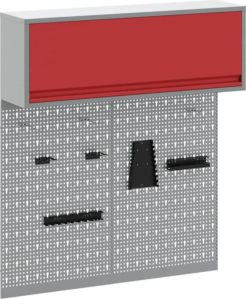 vidaXL Set dulap de unelte 3 pcs Roșu Oțel vopsit electrostatic
