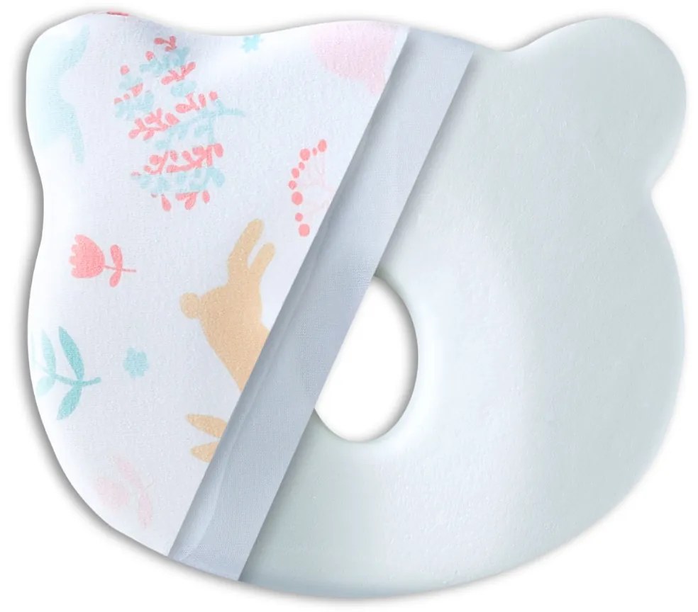 HUSA de schimb / Fata de perna - pentru Perna Bebelus Suporto Ursulet impotriva Plagiocefaliei - Bumbac 100%, Alba, Model cu Iepurasi
