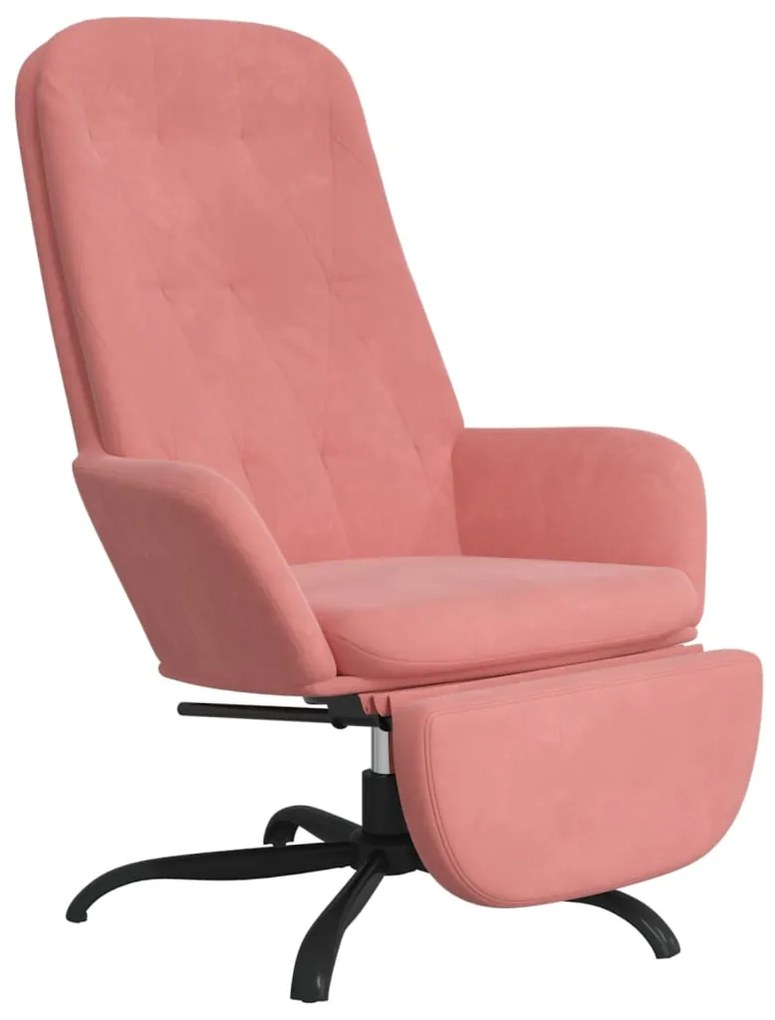 3097645 vidaXL Scaun de relaxare cu taburet, roz, catifea