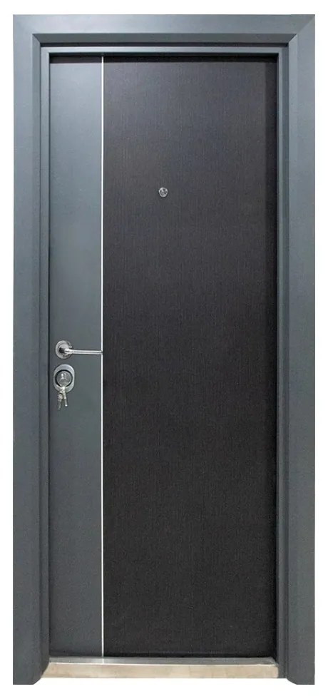 Usa metalica de exterior cu izolatie si vizor Novo Doors NDFC10001 ,deschidere stanga dreapta, 1 yala, dimensiuni multiple,tabla 12 mm, balamale si