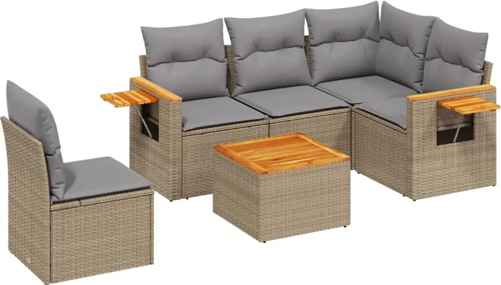 vidaXL Set canapele de grădină cu perne, 6 piese, bej, poliratan