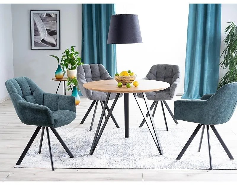Masa de bucaterie Tetis, diametru 100 cm, stejar / negru