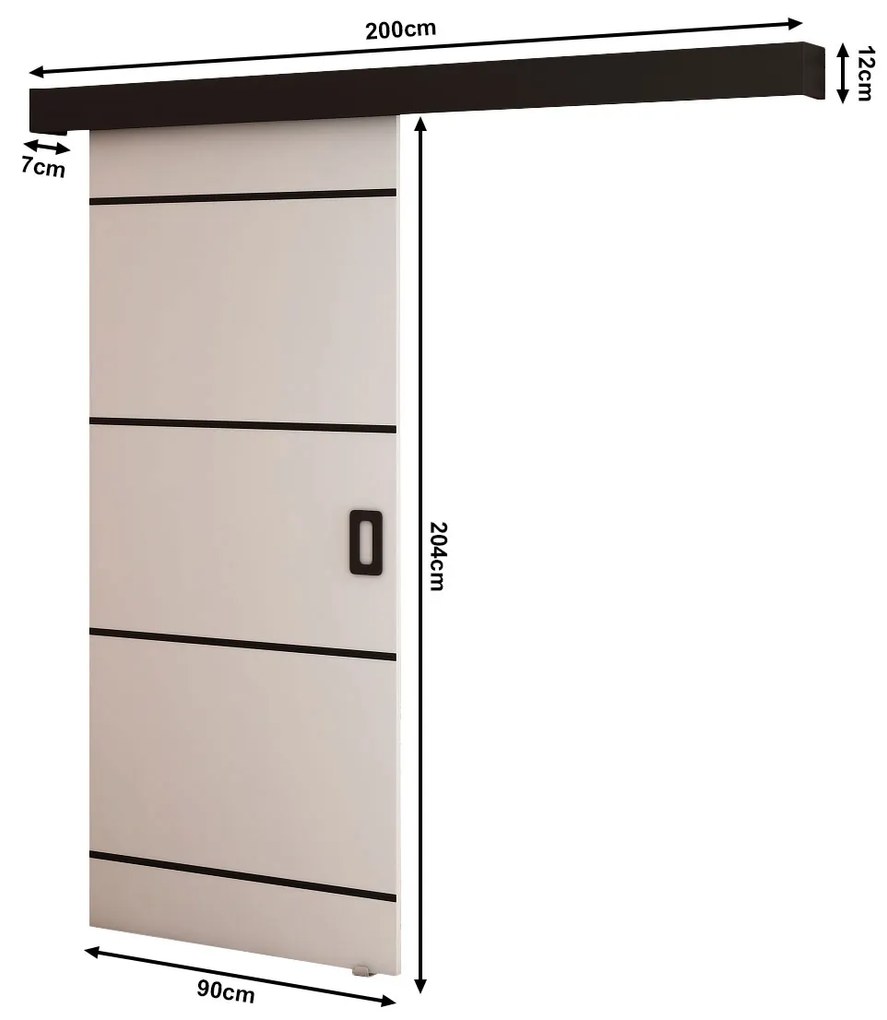 Uși culisante 90 cm Bethany IV (alb mat + negru mat). 1043491