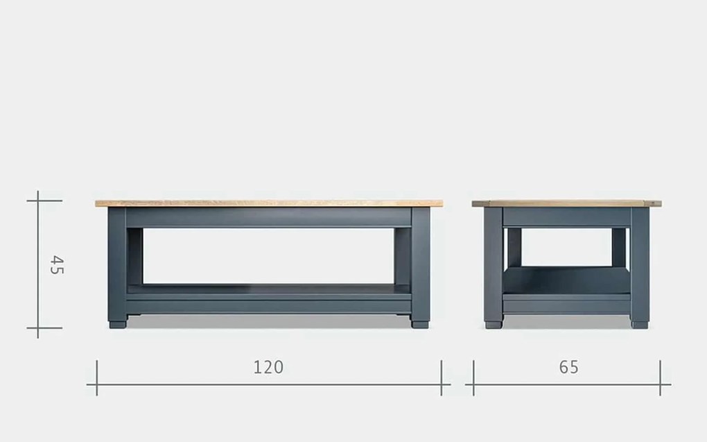 Masă lemn masiv natur Cafea Richmond Albastru/, 120 × 45 × 65 cm