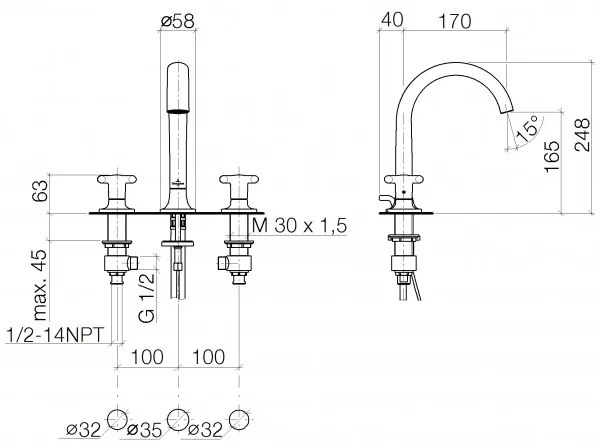 Baterie lavoar cu dubla comanda si ventil pop-up, Villeroy&amp;Boch La Fleur, crom, 20710957-00